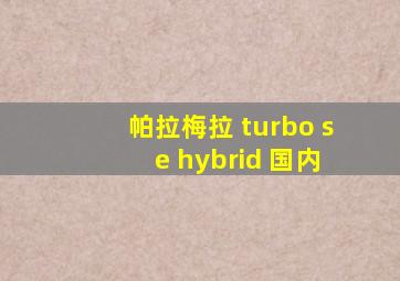 帕拉梅拉 turbo s e hybrid 国内